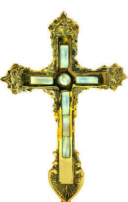 Standing Table Altar Crucifix, Brass Handmade Greek Orthodox Byzantine Gold plated Holy Cross TheHolyArt
