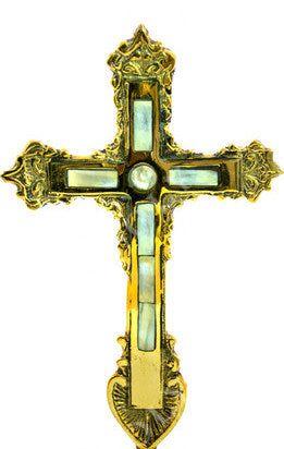 Standing Table Altar Crucifix, Brass Handmade Greek Orthodox Byzantine Gold plated Holy Cross - TheHolyArt