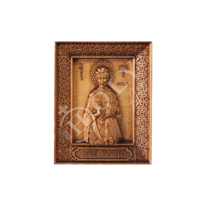 Saint Lazarus icon, Handmade Hand Carved Wooden Greek Orthodox icon, Byzantine art wall hanging of St Lazarus, religious decor - TheHolyArt