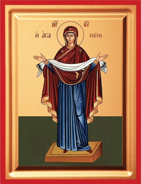 Holy Protection of the Theotokos (Agia Skepi) - detail (carved wood)