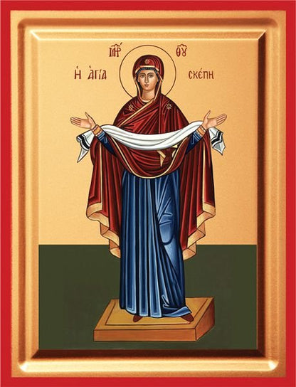 Holy Protection of the Theotokos (Agia Skepi) - detail (carved wood)