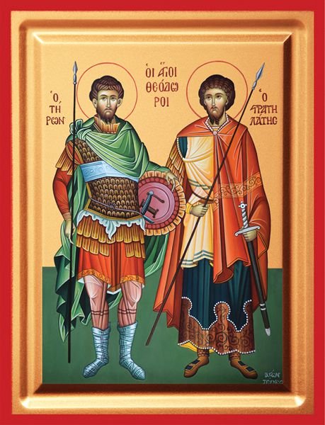 Saints Theodore Tyron & Stratelates - detail (carved wood)