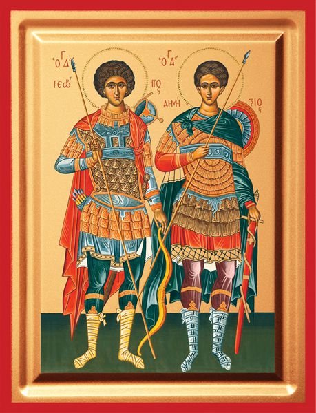 Saints George & Demetrius - detail (carved wood)