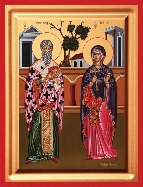 Saints Cyprian & Justina - detail (carved wood)