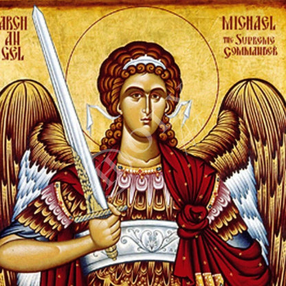 Archangel Michael icon, Handmade Greek Orthodox icon of St Michael, Byzantine aert wall hanging on wood plaque religious icon - TheHolyArt