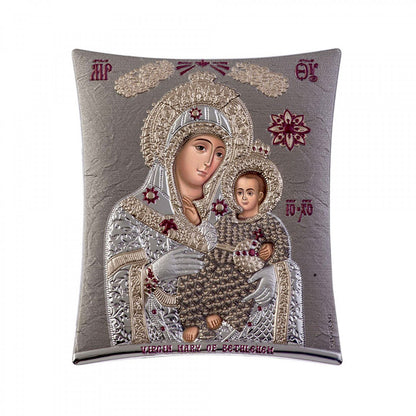 Ikone der Jungfrau Maria / Panagia Glykophilousa, elegante handgefertigte griechisch-orthodoxe Ikone der Jungfrau Maria / Panagia Glykophilousa (Süßer Kuss), byzantinische Kunst zum Wandbehang auf Holztafel-Ikone, religiöse Heimdekoration