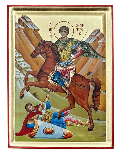 Saint Demetrios Serigraphy Icon - Engraved Wood