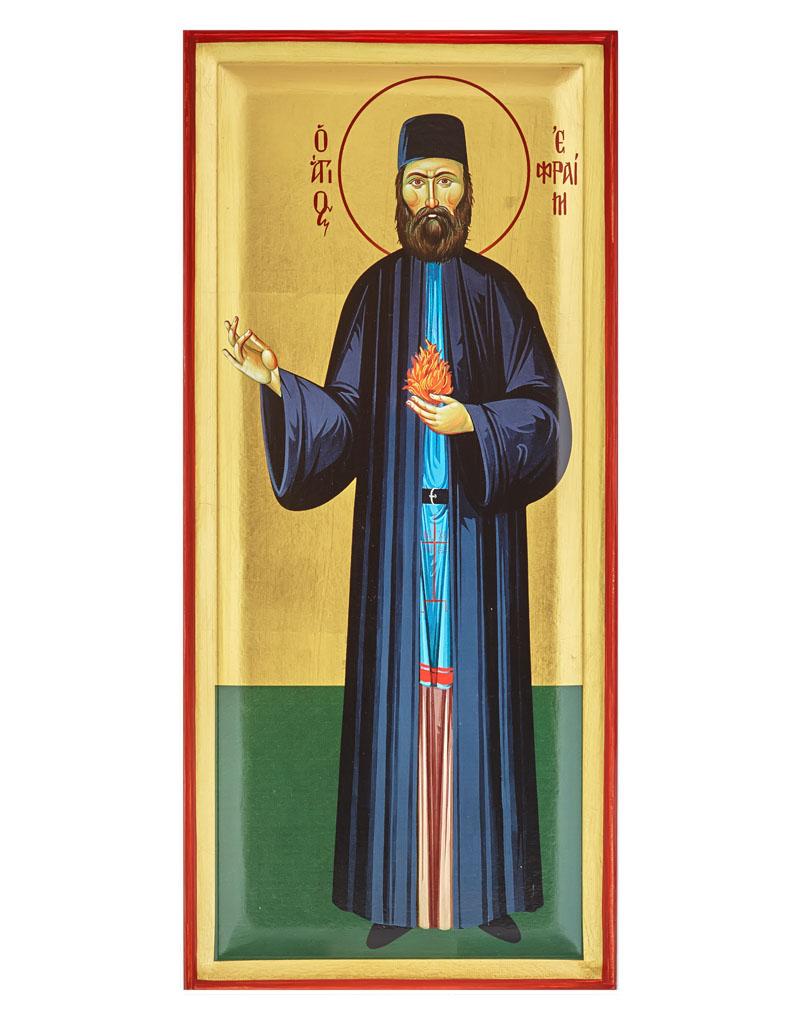 Saint Ephraim Serigraphy Icon - Engraved Wood