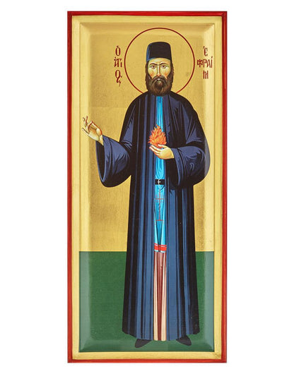 Saint Ephraim Serigraphy Icon - Engraved Wood
