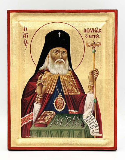 Saint Luke the Physician of Crimea Serigraphy Icon - Engraved Wood
