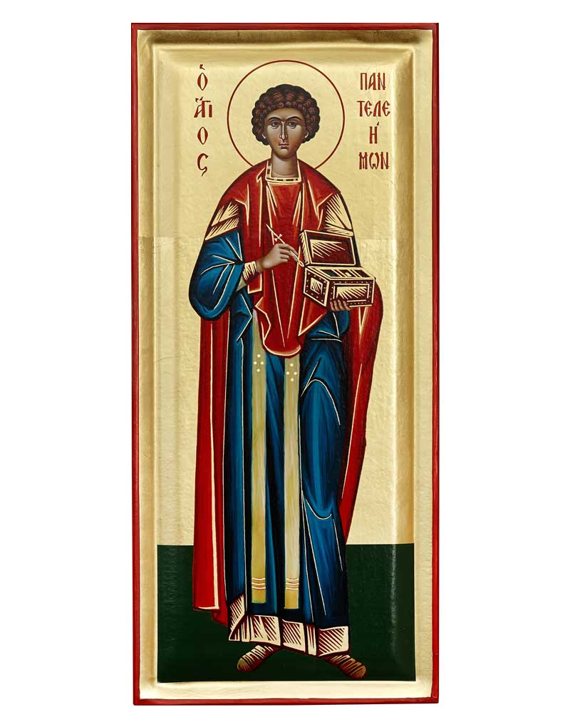 Saint Panteleimon Serigraphy Icon - Engraved Wood