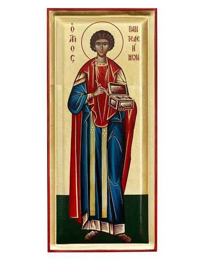 Saint Panteleimon Serigraphy Icon - Engraved Wood