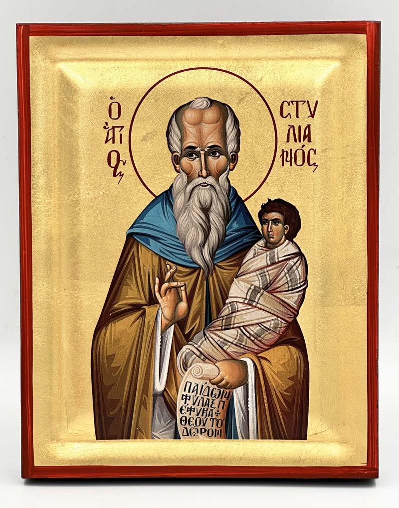 Saint Stylianos Serigraphy Icon - Engraved Wood