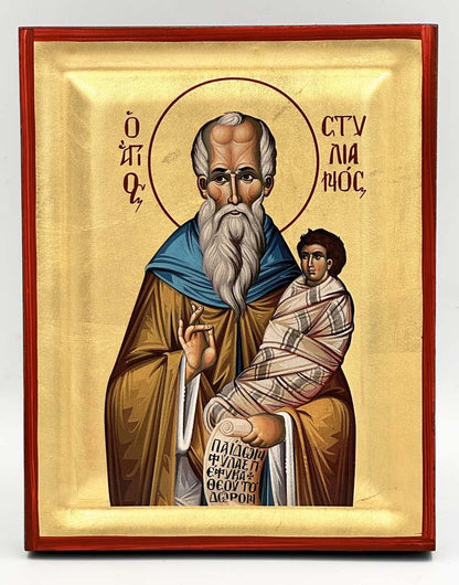 Saint Stylianos Serigraphy Icon - Engraved Wood