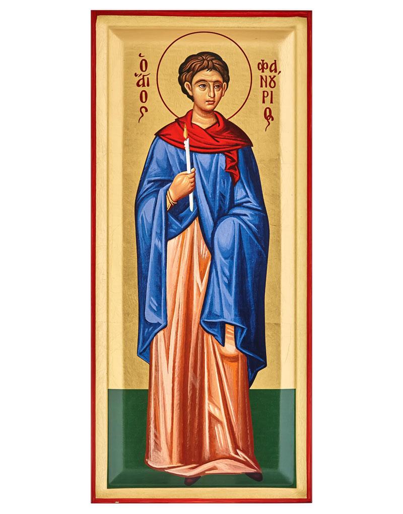 Saint Fanourios Serigraphy Icon - Engraved Wood