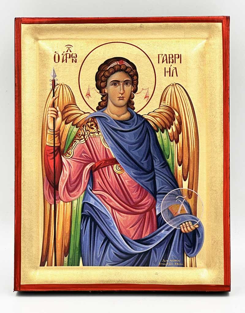 Archangel Gabriel Serigraphy Icon - Engraved Wood