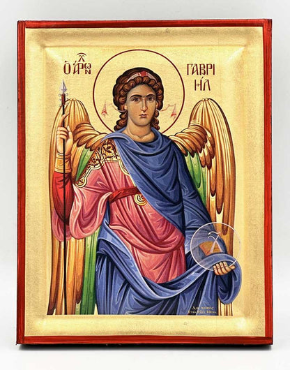 Archangel Gabriel Serigraphy Icon - Engraved Wood