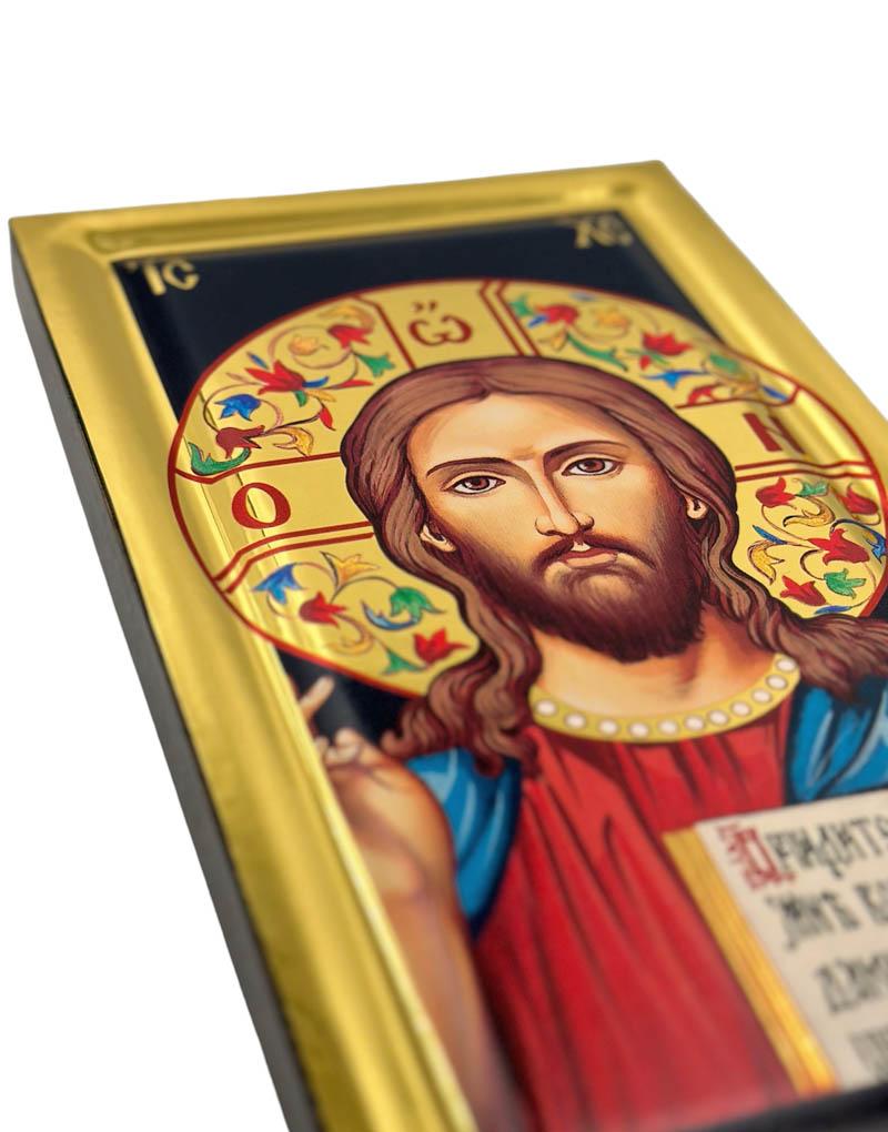 Jesus Christ of Kazan handmade Greek Orthodox serigraphy icon on engraved wood - TheHolyArt