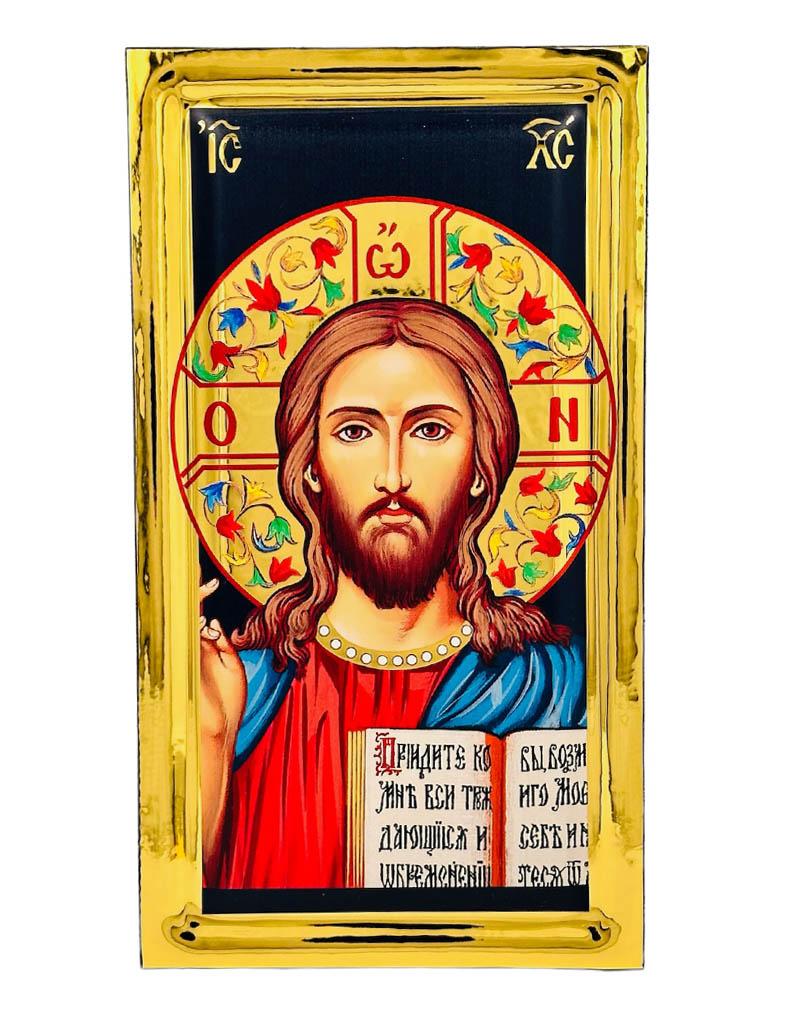 Jesus Christ of Kazan handmade Greek Orthodox serigraphy icon on engraved wood - TheHolyArt