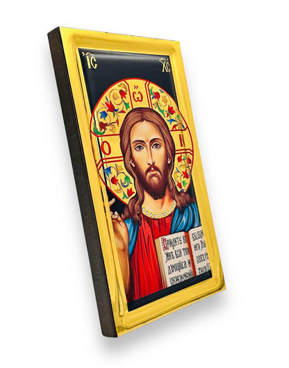Jesus Christ of Kazan handmade Greek Orthodox serigraphy icon on engraved wood - TheHolyArt