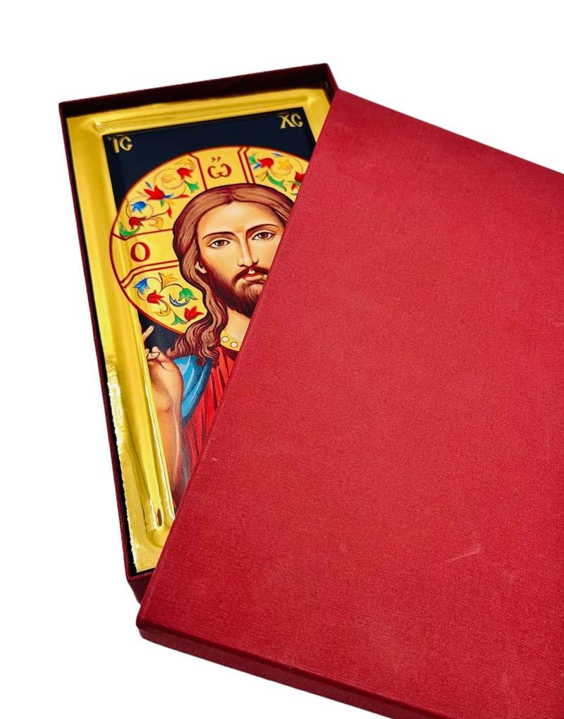 Jesus Christ of Kazan handmade Greek Orthodox serigraphy icon on engraved wood - TheHolyArt