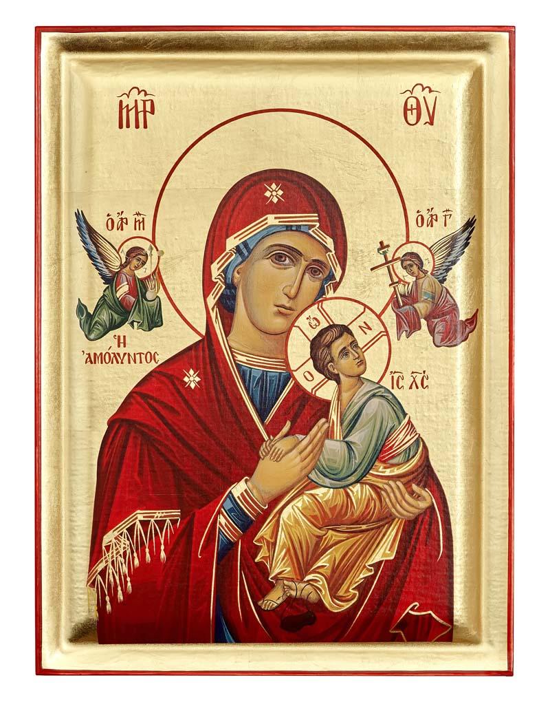 Virgin Mary Amolyntos Serigraphy Icon - Engraved Wood