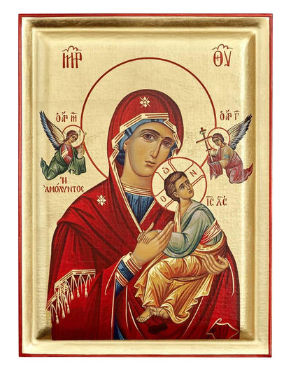 Virgin Mary Amolyntos Serigraphy Icon - Engraved Wood