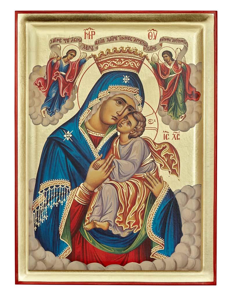 Virgin Mary Lady of the Angels Serigraphy Icon - Engraved Wood