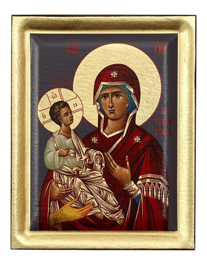 Virgin Mary Tricherousa Serigraphy Icon - Engraved Wood