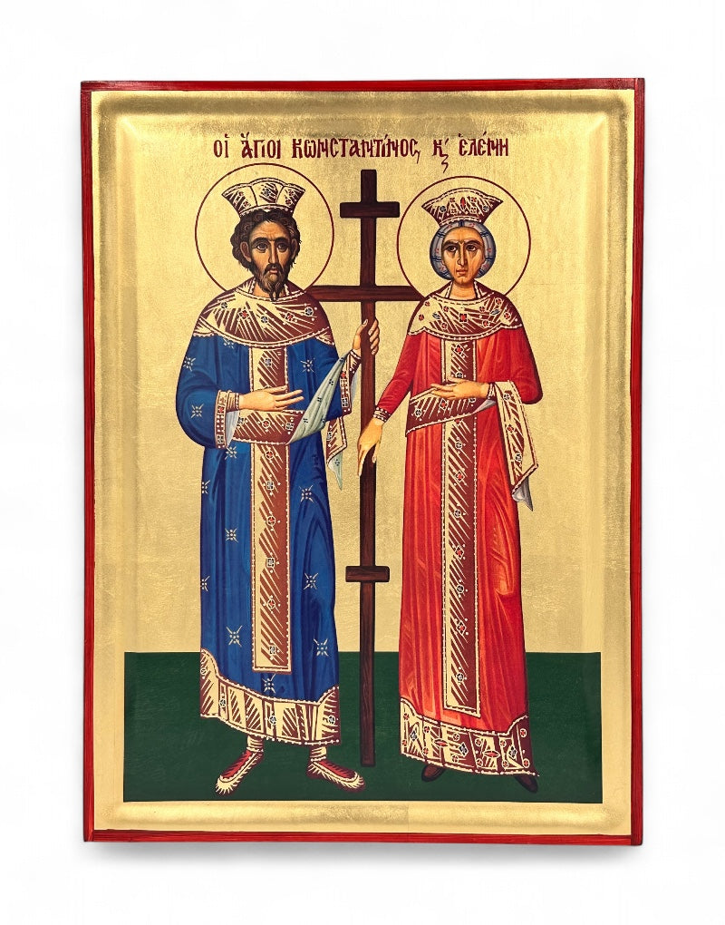 Saints Constantine and Helen Serigraphy Icon - Engraved Wood