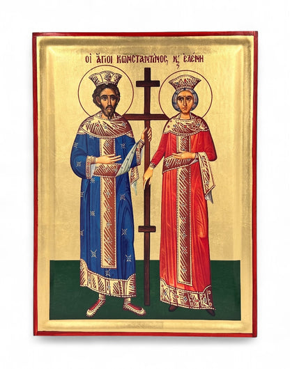 Saints Constantine and Helen Serigraphy Icon - Engraved Wood