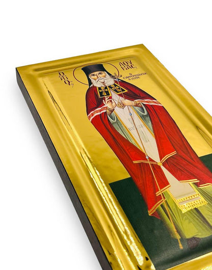 Saint Luke the Doctor of Crimea handmade Greek Orthodox serigraphy icon on engraved wood - TheHolyArt