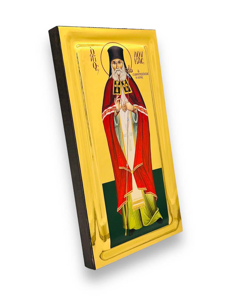 Saint Luke the Doctor of Crimea handmade Greek Orthodox serigraphy icon on engraved wood - TheHolyArt