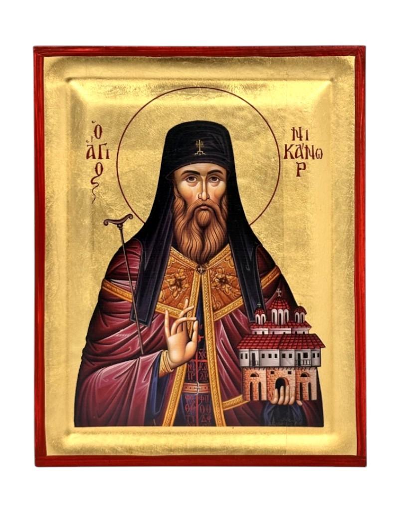 Saint Nikanor Serigraphy Icon - Engraved Wood