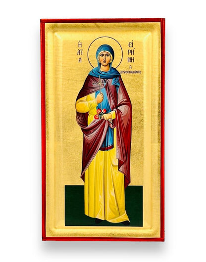 Saint Irene Chrysovalantou Serigraphy Icon - Engraved Wood