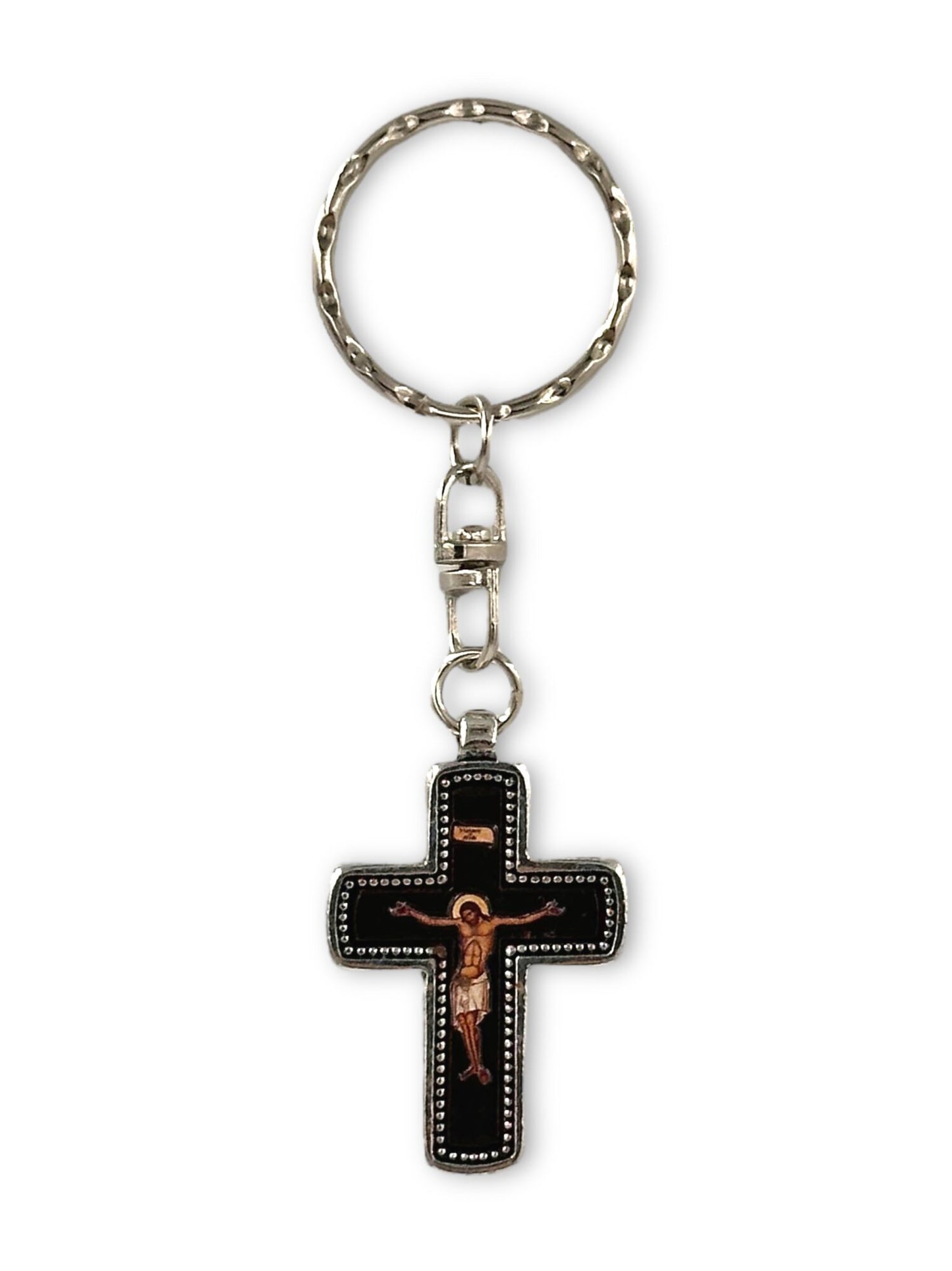 Cross keychain with crucifix engraved Lord Jesus Christ have mercy on me