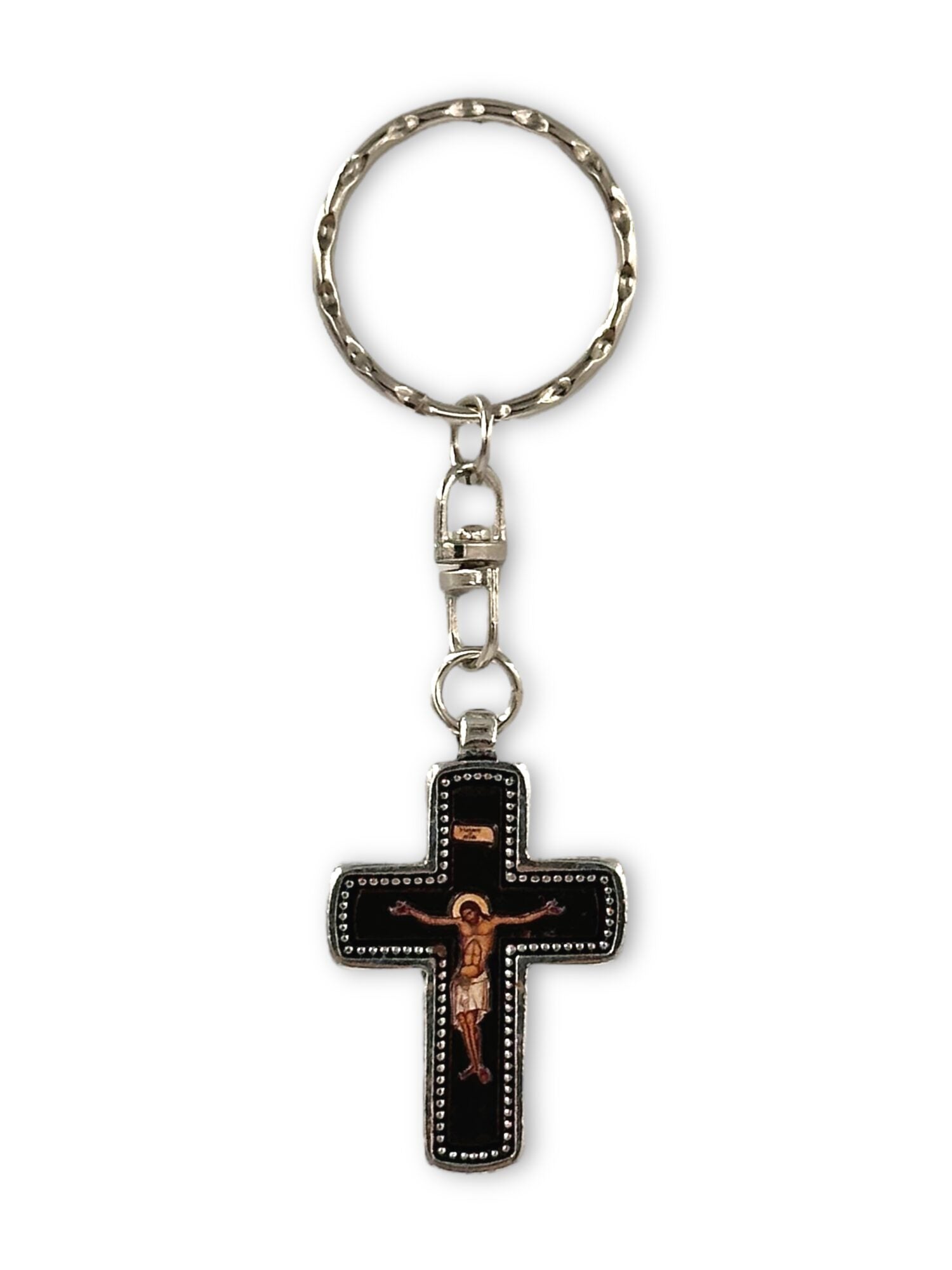 Cross keychain with crucifix engraved Lord Jesus Christ have mercy on me