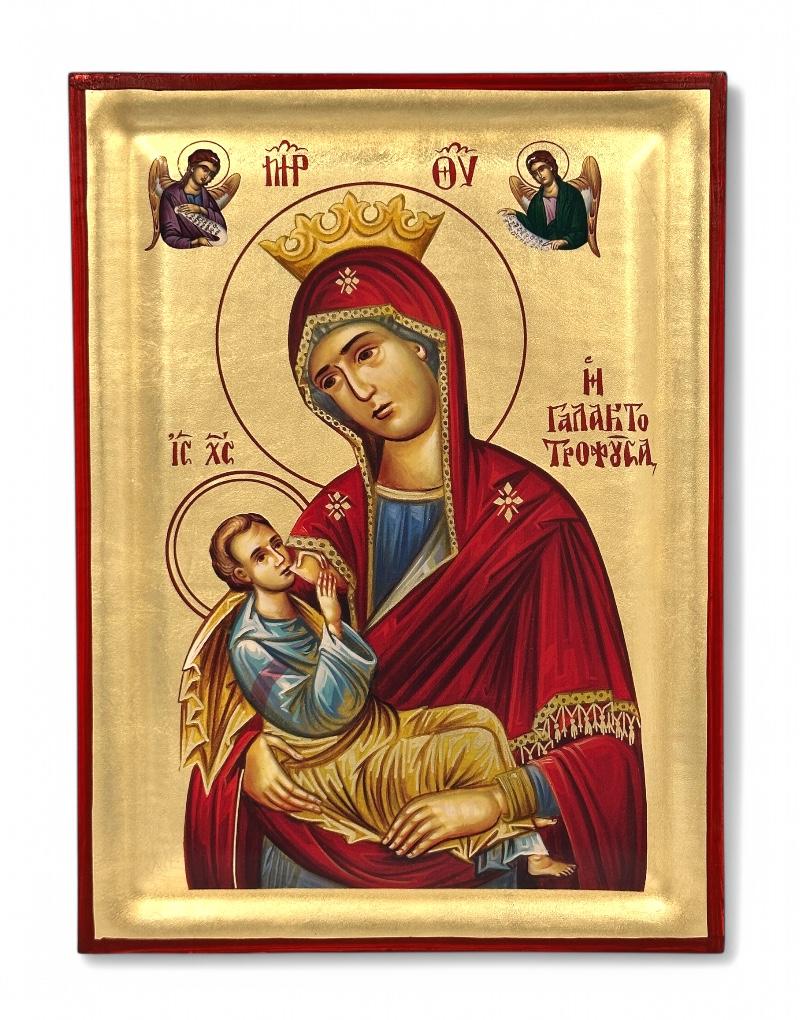 Virgin Mary Galaktotrofousa Serigraphy Icon - Engraved Wood