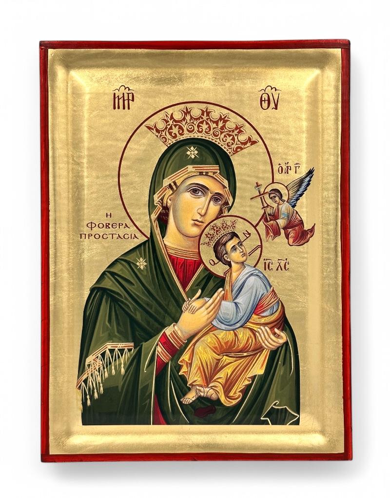 Virgin Mary the Formidable Protection Serigraphy Icon - Engraved Wood