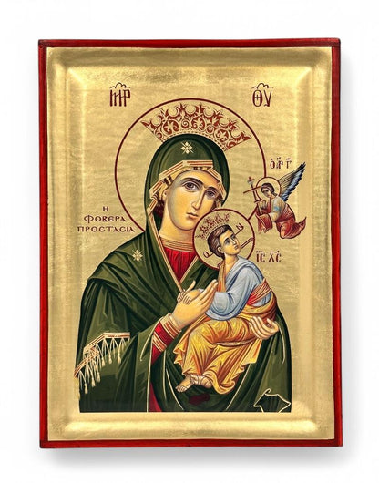 Virgin Mary the Formidable Protection Serigraphy Icon - Engraved Wood