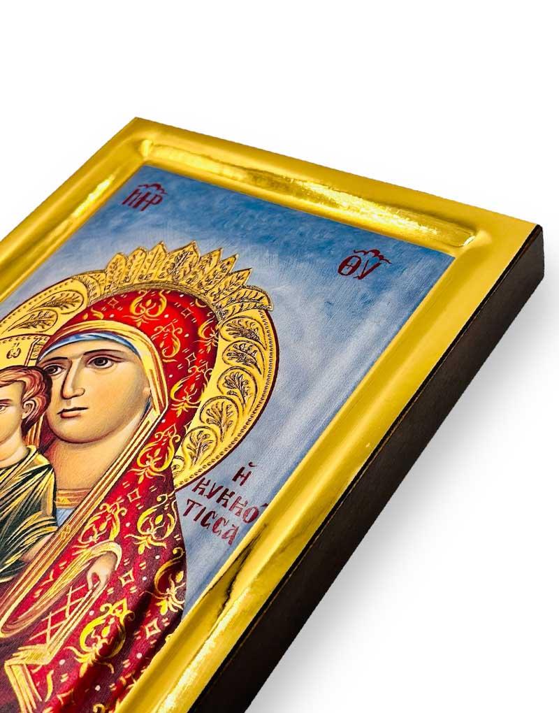 Virgin Mary of Kykkos handmade Greek Orthodox serigraphy icon on engraved wood - TheHolyArt