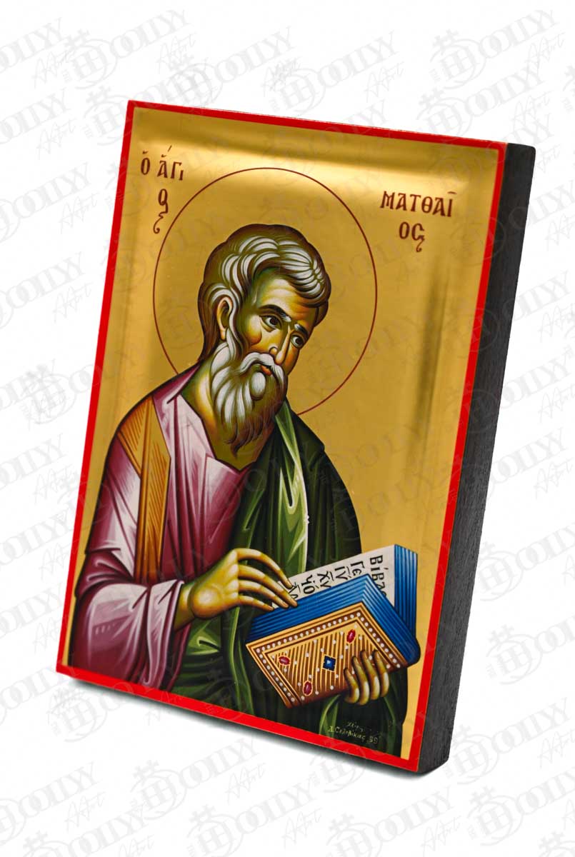 Saint Matthew the Evangelist Orthodox Icon, Serigraphy Canvas with Gold Leaf, Handmade Greek Byzantine Wall Art