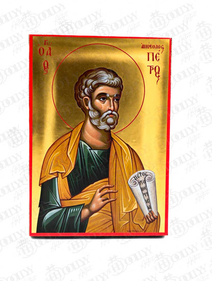 Saint Peter the Apostle Orthodox Icon, Serigraphy Canvas with Gold Leaf, Handmade Greek Byzantine Wall Art