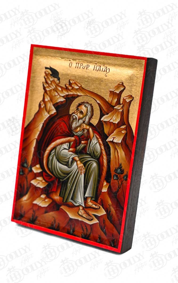 Prophet Elijah Orthodox Icon, Serigraphy Canvas with Gold Leaf, Handmade Greek Byzantine Wall Art