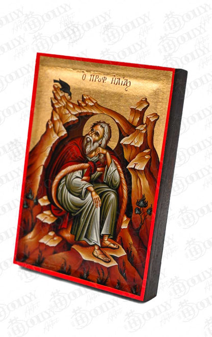 Prophet Elijah Orthodox Icon, Serigraphy Canvas with Gold Leaf, Handmade Greek Byzantine Wall Art
