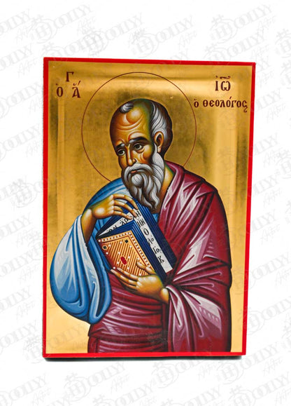Saint John the Theologian Orthodox Icon, Serigraphy Canvas with Gold Leaf, Handmade Greek Byzantine Wall Art