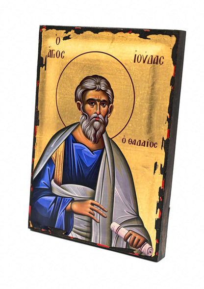 Saint Jude Thaddeus Orthodox Icon, Serigraphy Canvas with Gold Leaf, Handmade Greek Byzantine Wall Art