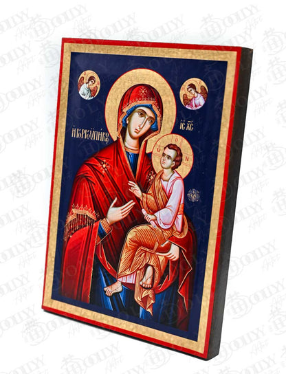 Panagia Gorgoypikoos Orthodox Icon, Serigraphy Canvas with Gold Leaf, Handmade Greek Byzantine Religious Wall Art