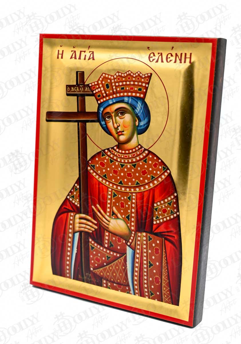 Saint Helen Orthodox Icon, Serigraphy Canvas with Gold Leaf, Handmade Greek Byzantine Wall Art