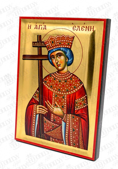 Saint Helen Orthodox Icon, Serigraphy Canvas with Gold Leaf, Handmade Greek Byzantine Wall Art